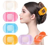 RC ROCHE 6 Pcs Flat Claw Hair Clips for Women Thick Hair French Round Duckbill Square Secure Strong Hold Grip Clamps Barrettes Curved No Slip No Crease Plastic Styling Cute, Medium Jelly Candy