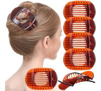 RC ROCHE 6 Pcs Flat Claw Hair Clips for Women Thick Hair French Round Duckbill Square Secure Strong Hold Grip Clamps Barrettes Curved No Slip No Crease Styling Cute Extra Jumbo XL, Large Brown