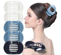 RC ROCHE 6 Pcs Flat Claw Hair Clips for Women Thick Hair French Round Duckbill Square Secure Strong Hold Grip Clamps Barrettes Curved No Slip No Crease Plastic Styling Cute, Medium Coastal Serenity