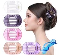 RC ROCHE 6 Pcs Flat Claw Hair Clips for Women Thick Hair French Round Duckbill Square Secure Strong Hold Grip Clamps Barrettes Curved No Slip No Crease Plastic Styling Cute, Medium Transparent