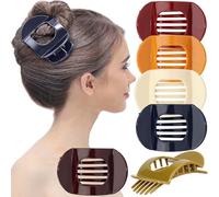 RC ROCHE 6 Pcs Flat Claw Hair Clips for Women Thick Hair French Round Duckbill Square Secure Strong Hold Grip Clamps Barrettes Curved No Slip No Crease Plastic Styling Cute, Medium Classic
