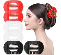 RC ROCHE 6 Pcs Flat Claw Hair Clips for Women Thick Hair French Round Duckbill Square Secure Strong Hold Grip Clamps Barrettes Curved No Slip No Crease Plastic Styling Cute, Medium Holiday Special