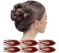 RC ROCHE 6 Pcs Flat Hair Clips Big Claw for Thick Hair French Duckbill Women No Slip Side Slide Curved Alligator Concord Strong Grip Hold Volume Lay Down Clamp, Medium Brown