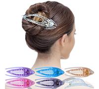 RC ROCHE 6 Pcs Flat Hair Clips Big Claw for Thick Hair French Duckbill Women No Slip Side Slide Curved Alligator Concord Strong Grip Hold Volume Lay Down Clamp, Small Transparent