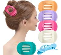 RC ROCHE 6 Pcs Flat Hair Clips Claws for Women Round French Thick Hair Duckbill Square Secure Strong Hold Grip Clamps Barrettes Curved No Slip No Crease Styling, Medium Pastel Multicolor