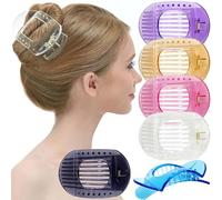 RC ROCHE 6 Pcs Flat Hair Clips Claws for Women Round French Thick Hair Duckbill Square Secure Strong Hold Grip Clamps Barrettes Curved No Slip No Crease Styling, Large Transparent Multicolor