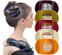 RC ROCHE 6 Pcs Flat Hair Clips Claws for Women Round French Thick Hair Duckbill Square Secure Strong Hold Grip Clamps Barrettes Curved No Slip No Crease Styling, Large Classic Multicolor