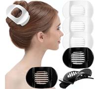 RC ROCHE 6 Pcs Flat Hair Clips Claws for Women Round French Thick Hair Duckbill Square Secure Strong Hold Grip Clamps Barrettes Curved No Slip No Crease Plastic Styling, Large Black & White