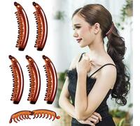RC ROCHE 6 Pcs Large Banana Hair Clips Claws for Women Thick Curly Ponytail Holder Maker Big Comb No Crease Strong Hold Styling Clasp, Medium Brown