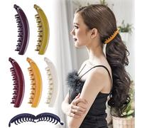 RC ROCHE 6 Pcs Large Banana Hair Clips Claws for Women Thick Curly Ponytail Holder Maker Big Comb No Crease Strong Hold Styling Clasp, Medium Classic Multicolor