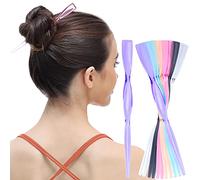 RC ROCHE ORNAMENT 12 Pcs Womens Fashion Hair Sticks Flat Twist Plastic Stylish Chopstick Bun Maker Updo Hairpins Premium Quality Beauty Accessory Girls Ladies, Medium Transparent Multicolor