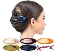 RC ROCHE ORNAMENT 6 Pcs Hair Clip Classic Oval Side Opening Slide Plastic Curve Flat Comb Inner Teeth Clamp Barrette Girls Ladies Beauty Accessory Grip, Large Classic Multicolor