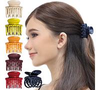 RC ROCHE ORNAMENT 6 Pcs Womens Classic Double Multi Layer Fine Teeth Claws Jaw Interlocking Strong Hold No Slip Firm Grip Hair Clutcher Clamp Beauty Fashion Accessory, Small Classic Multicolor