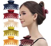 RC ROCHE ORNAMENT 6 Pcs Womens Classic Double Multi Layer Fine Teeth Claws Jaw Interlocking Strong Hold No Slip Firm Grip Hair Clutcher Clamp Beauty Fashion Accessory, Medium Classic Multicolor