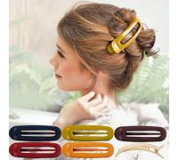 RC ROCHE ORNAMENT 6 Pcs Womens French Barrette Classic Duckbill Alligator Eyelet Oval Hair Decor Clips Side Slide Firm Grip Beauty Accessory Plastic Styling Pin Clamps, Medium Classic Multicolor