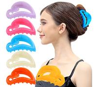 RC ROCHE ORNAMENT 6 Pcs Womens Hair Clips Claws Jaw French Barrette Clutcher Interlocking Teeth Strong Hold No Slip Grip Clasp Clamp Minimal Beauty Fashion Accessory, Large Jelly Sweet Multicolor