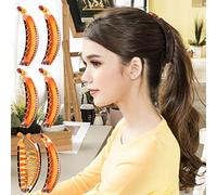 RC ROCHE ORNAMENT 6 Pcs Womens Premium Plastic Interlocking Teeth Bold French Banana Hair Clip For Super Thick Hair Strong Hold No Slip Ponytail Maker Fashion Accessory Clamps, Large Brown