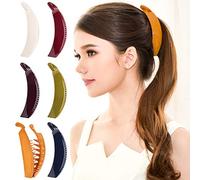 RC ROCHE ORNAMENT 6 Pcs Womens Premium Plastic Interlocking Teeth Bold French Banana Hair Clip For Super Thick Hair No Slip Ponytail Maker Fashion Accessory Clamps, Large Classic Multicolor