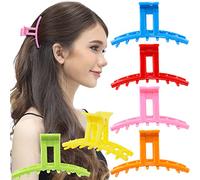 RC ROCHE ORNAMENT 6 Pcs Womens Strong Hold Claw Thick Hair Clip No Slip Grip Strong Spring Teeth Claw Jaw Clamp Beauty Fashion Ladies Classic Plastic Clips, Medium Rainbow Multicolor