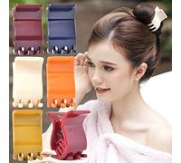 RC ROCHE ORNAMENT 6 Pcs Womens Super Secure Jaw Claw Clamp Interlocking Comb Clutcher Pin Strong Durable Spring Beautiful Fashion Accessory No Slip Grip Cute Hair Clip, Medium Classic Multicolor