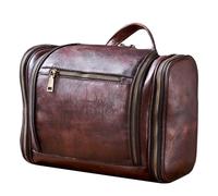RC ROCKCOW Toiletry Bag For Men, Genuine Leather Toiletries Organizer, Large Travel Hanging Toiletry Bag Water-resistant Bathroom Shaving Kit for Cosmetics, Makeup Case Travel Dopp Kit, DarkBrown