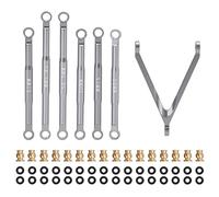 RC Rod Linkage Pull Tire Rod Kit HighQuality Aluminum Alloy Suspension Links Set Durable Upgrade Replacement for AXIAL SCX24 1/24 RC Car 6 Rod Linkage 1 Bracket 16 Brass Ball Heads (Ti Color)