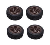 RC Rubber Tires Aluminum Alloy High Performance Durable Six Jaw Wheels for 1/10 Scale Flat Sports Cars 4Pcs Set 70mm Diameter (Brown)
