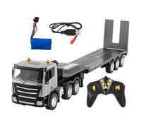 RC Semi Truck - 1/24 Scale 9 Channel 2.4GHz Construction Vehicle Toy, Highlight Extra Long 83cm Flatbed Trailer, 3.7V 500mAh Battery Reality Truck, Long-tail Sound And Light,