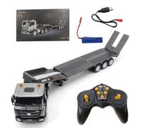 RC Semi Truck and Trailer, 1318 1:18 2.4G 9CH RC Flatbed Trailer Model with Sound & Led Lights Effect, Gift for Engineering Enthusiasts (RTR Version)