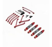 Rc Shock Absorber Set For FMS For FCX24 1/24 RC Car Aluminum High Performance Suspension Upgraded Metal Linkage Oil Shock Absorber Set Adjustable Dampers(Red)