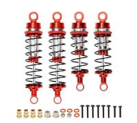 Rc Shock Absorber Set For Losi For Mini-B For Mini-T 1/16 1/18 2WD 4 Pcs Full Alloy Front Shock Absorber Damper Oil Filled Type RC Car Upgrades Part(Red)