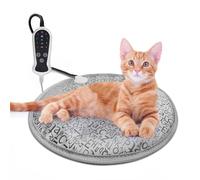 RC SLL Cat Heating Pad,Heated Cat Bed Indoor Electric Warming Cat Bed,Upgraded Adjustable Controller,Waterproof Kitten Heating Pad with Chew Resistant Steel Cord (Letter,Round-40cm)