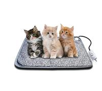 RC SLL Pet Heating Pad,Electric Heating Pad for Dogs/Cats Upgraded Adjustable Controller,Waterproof Heated Dog Bed with Chew Resistant Steel Cord,Bonus One Blue Plush Cover (Letter,18 * 18")
