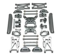RC Steering Cup Models For MJX 10208 V1 1/10 Metal Front Rear For Swing Arm Steering Cup Hub Carrier Link Rod Shock Tower RC Little Monster Car Upgrade Parts(Titanium)