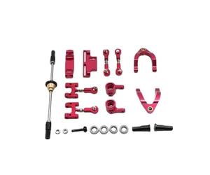 RC Steering Cup Models For WPL D12 1/10 Metal Upper Lower For Swing Arm Steering Cup Steering Knuckle Hex Adapter Accessories Set RC Car Parts(Red)