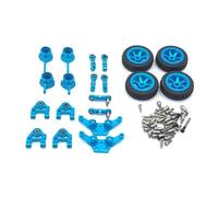 RC Steering Knuckle For WLtoys P929 P939 K969 K979 989 1/28 Metal Steering Cup For Swing Arm Shock Absorber Steering Rod Drift Wheel Hub Set RC Car Parts Replacement(Blue)