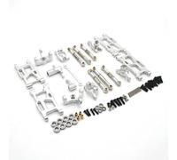 RC Steering Knuckles For Rlaarlo AM-X12 AM-D12 14015 14005E 1/12 1/14 Metal For Swing Arm Steering Cup Tie Rod 7-piece Set Rc Car Parts Replacement And Use(Silver)
