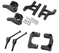RC Steering Knuckles For Tamiya CC01 TA02 TA03 1/10 Metal Front Lower Suspension Arm Hub Carrier Base C Steering Cup Drive Shaft RC Car Parts(Black)