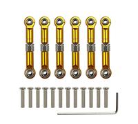 RC Steering Tie For Wltoys A949 A959 A969 A979 K929 A959-B 1/18 6Pcs Adjustable Aluminum Upgrade Spare Parts Metal Linkage Pull Rod Servo Link(Yellow)