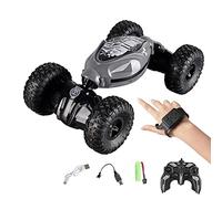 RC Stunt Car,Gesture Sensing & 2.4GHz Remote Control Dual Control Car Toy,360° Rotating & Drift Double Sided Driving with Lights Music,for 6-13 Years Old Boys Girls Birthday Gift (Ordinary Wheel,Grey)