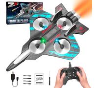 Rc Stunt Fighter Jet Toy for Kids with 360° Flips & LED Lights, Remote-Controlled Fighter Jet, RC Plane 2.4Ghz Remote Control Foam Airplane Toy, Quadcopter, Fighters Jets Planes Toys for Kids (Blue)