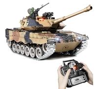 RC Tank 1:18 German Leopard II, 2.4Ghz Remote Control Battle Tank with Metal Tracks, Military Model That Shoots BBs and Water Bombs, Realistic Smoke, Sound, Recoil, Lights, Army Toy Gift