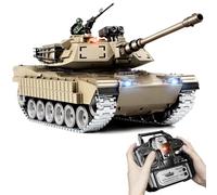 RC Tank 1:18 M1A2 Abrams, 2.4Ghz Remote Control Tank That Shoots BBs and Water Bullets, Military Vehicle with Metal Tracks, Smoke, Engine Sound, Lights, Recoil, Alloy Suspension, Gift Toy for Age 6+