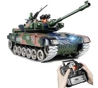 RC Tank, 1:18 Russian T 90 Remote Control Tank, Military Model Toy, 2.4Ghz Army RC Model with Metal Tracks, Smoke, Engine Sound, Lights, BB Projectile Shooting with Recoil, Gift for Adults and Kids