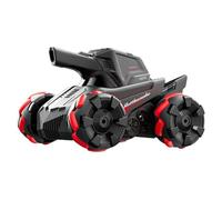RC Tank Car, 4WD Off-Road Water Bullet Shooter, Dual Remote Control, Dual Battery, Red (Red)