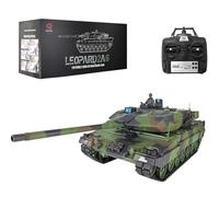 RC Tank for Collectors RC Tank with Recoil Simulation and Smoke Generator, Remote Control Tank with Realistic Sound and Light Effects GermanLeopard2A6-Deluxe