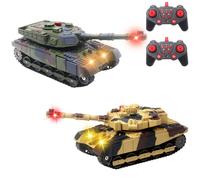 RC Tank That Infrared Shoots - 2.4Ghz Remote Control Battle Army Tank Toys with 360°Rotating Turret Auto Demo Sound Effects Lights - Military Vehicles Model Gift for Kids Adults Boys Age 6-8 9-12