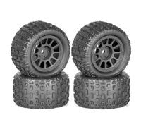 RC Tire Set Compatible With Arrma For Granite For Grom For Typhon 1/18 RC Car Upgrade Parts Accessories 74mm Tires 12mm Hex Wheel Tyre(Black)