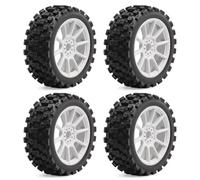 RC Tire Set Compatible With ARRMA For TYPHON For KYOSHO For HSP 1/8 RC Car Upgrade Parts Accessories 115mm Wheel Rim And Tires 17mm Hex(Silver)