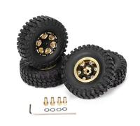 RC Tire Set Compatible With Axial For SCX24 AXI00001 For Deadbolt For Gladiator 1/24 RC Crawler Car Parts 4pcs 1.0 Brass Beadlock Wheel Hub Rims Tires